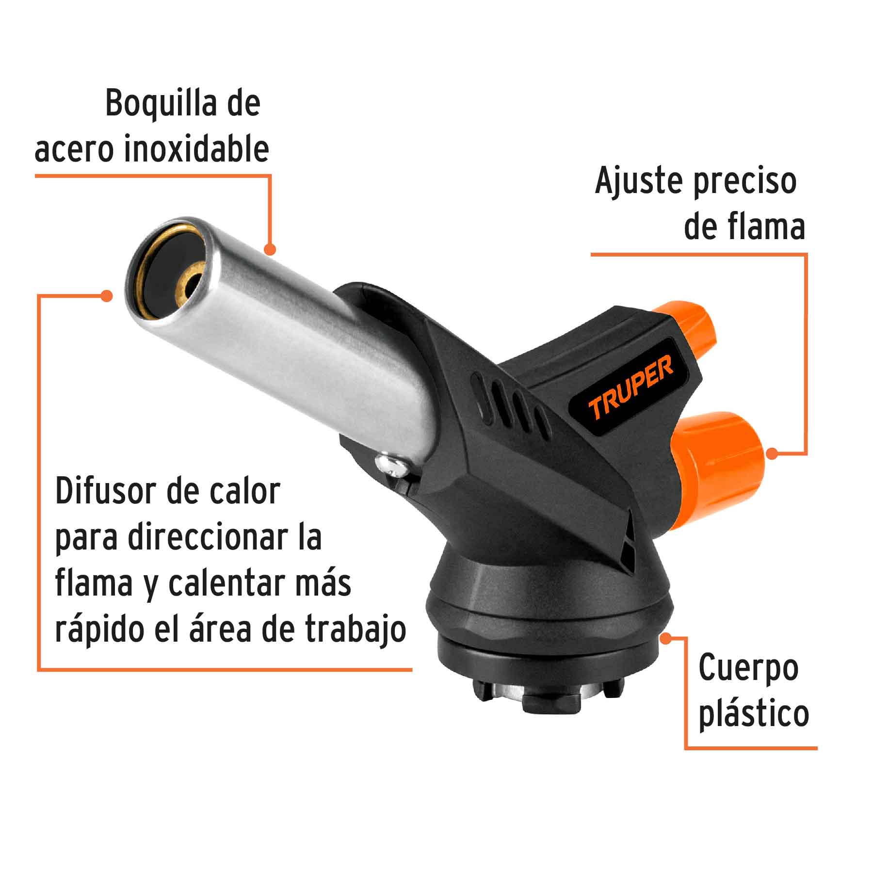 Soplete para Lata 1/4 de Vuelta Encendido Electronico de Plastico Truper