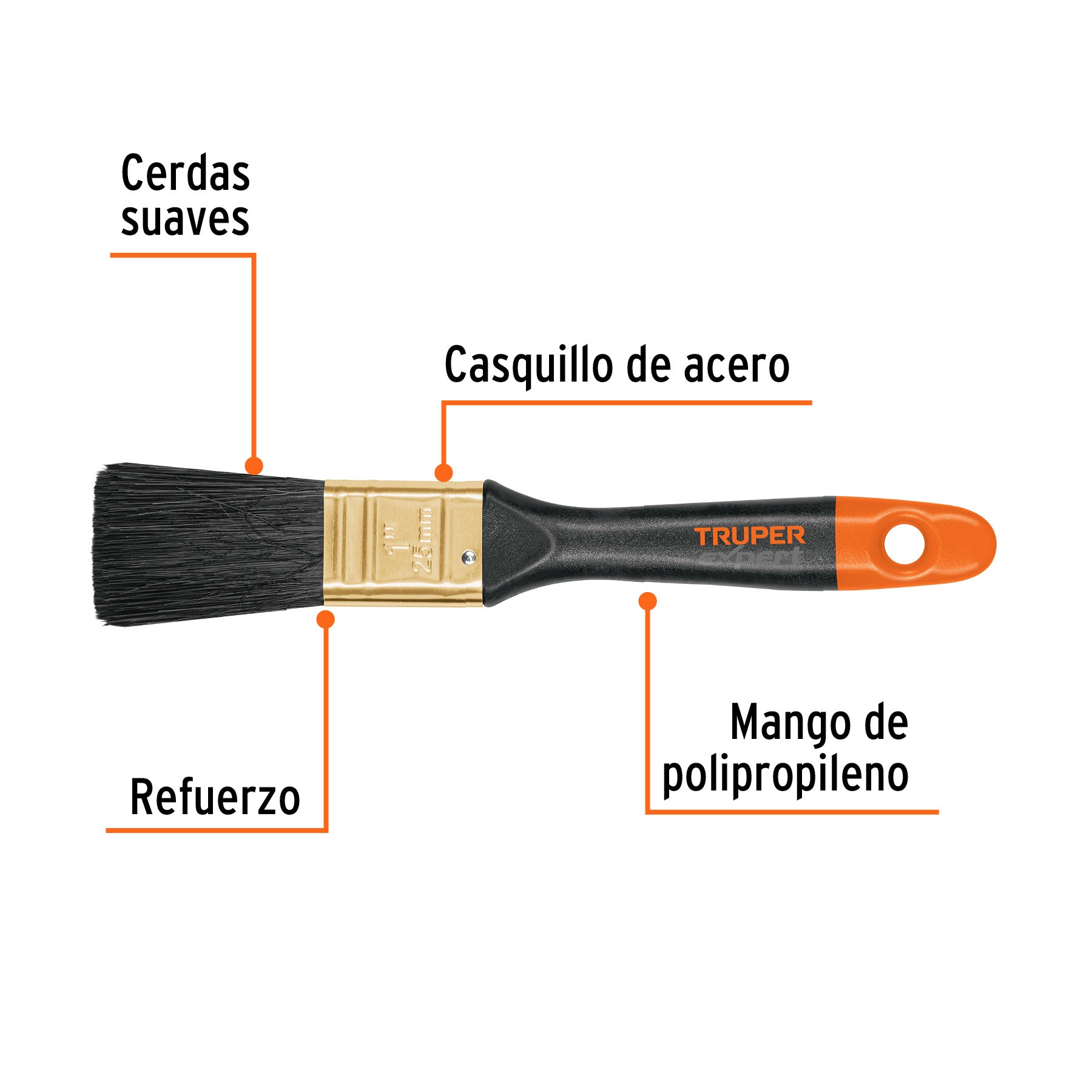 Brocha Profesional Mango de Plastico Truper  25 mm (1")