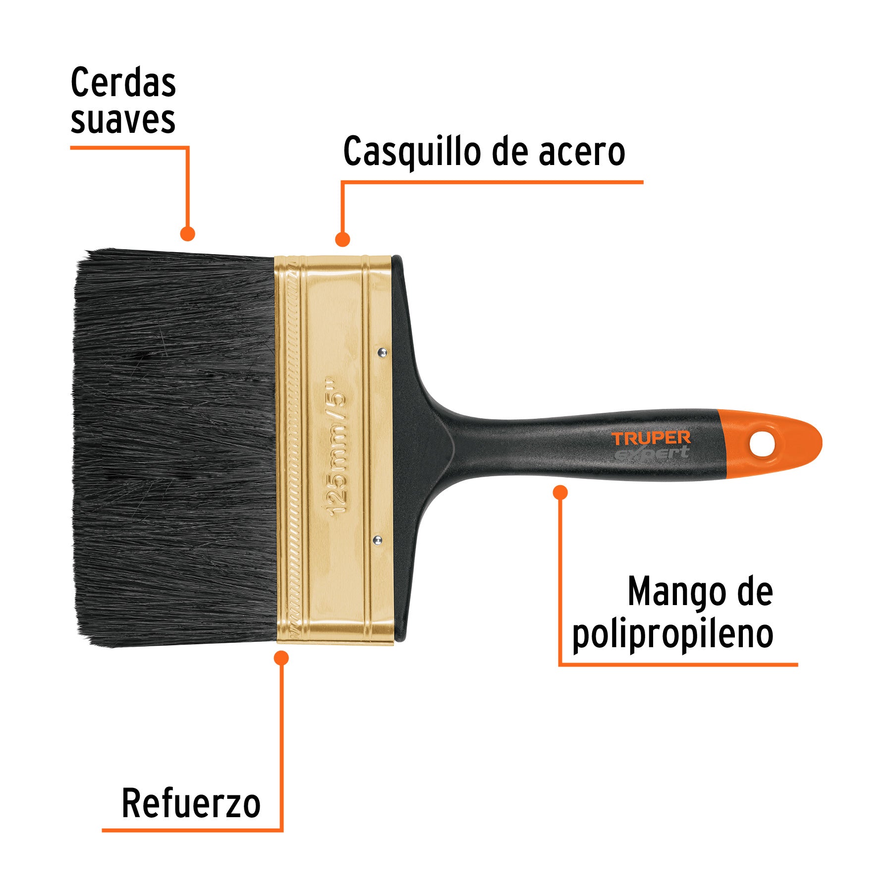 Brocha Profesional Mango de Plastico Truper 125 mm (5")
