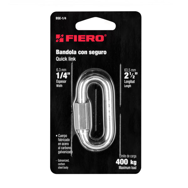 Bandola de Acero con Seguro Fiero 1/4" (6.5 mm)