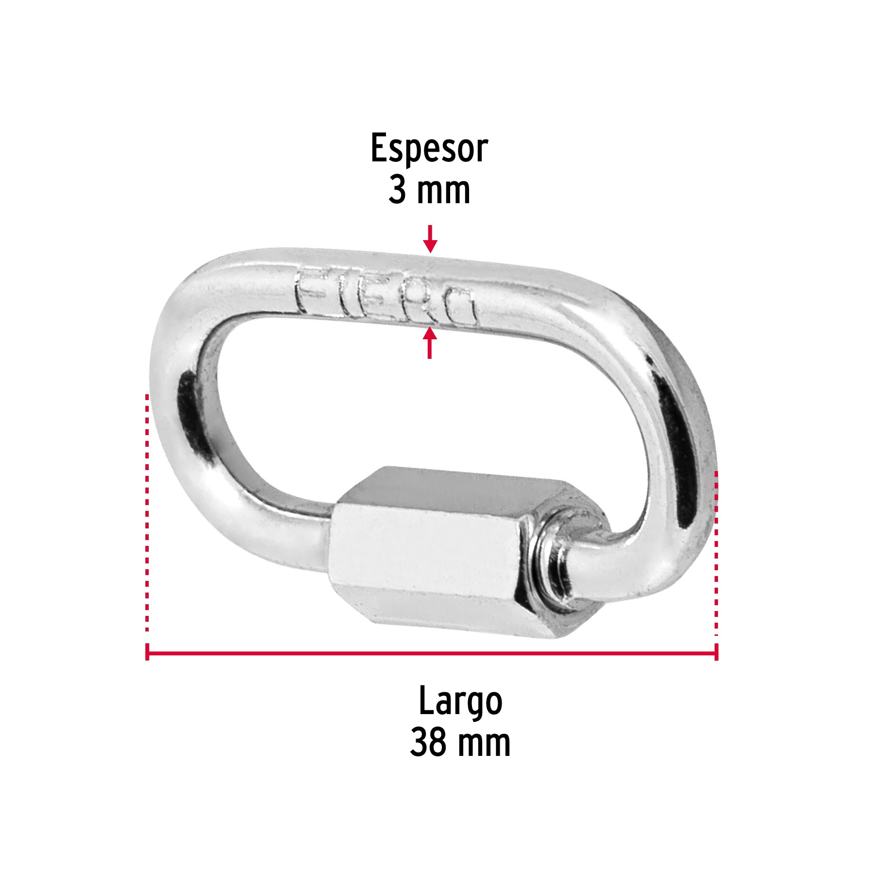 Bandola de Acero con Seguro Fiero 1/8" (3 mm)