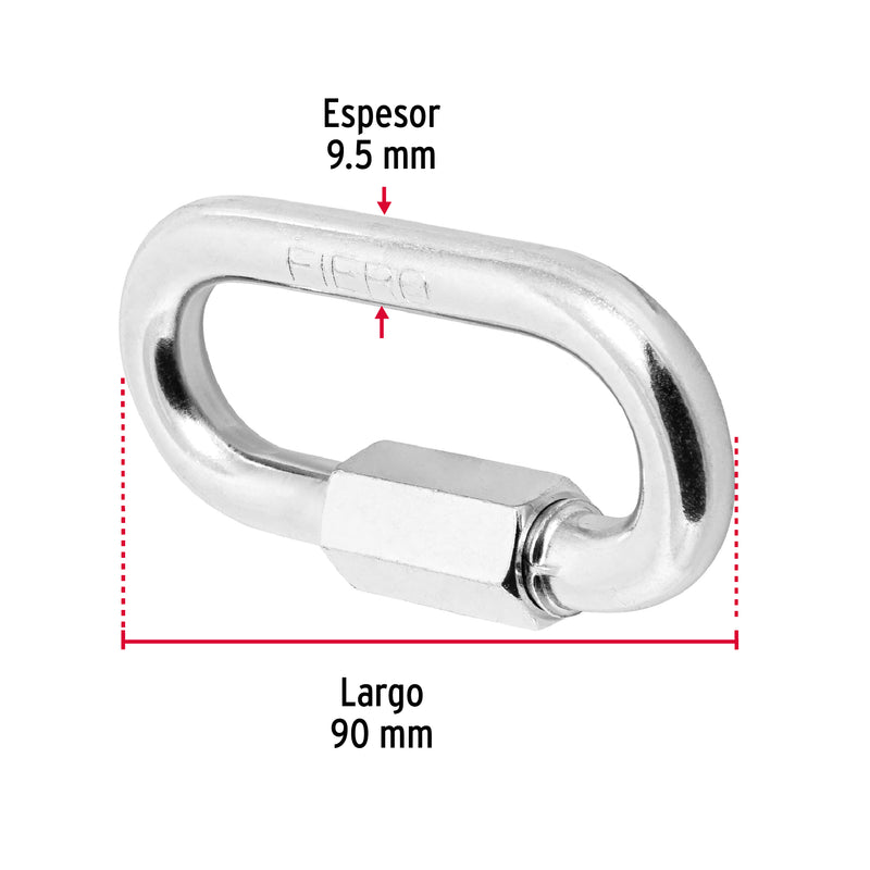 Bandola de Acero con Seguro Fiero 3/8" (9.5 mm)