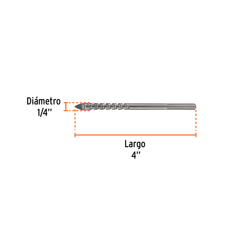 Broca para Vidrio y Azulejo 1/4" Truper Expert