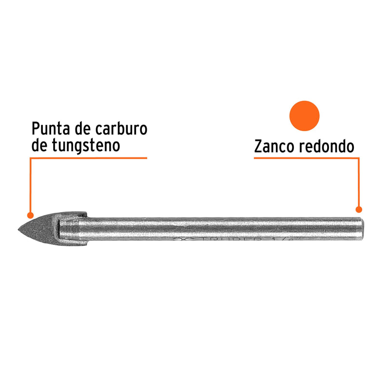 Broca para Vidrio y Azulejo 1/4" Truper