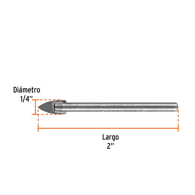 Broca para Vidrio y Azulejo 1/4" Truper