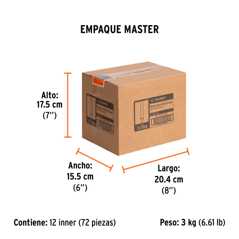 Broca para Vidrio y Azulejo 3/8" Truper