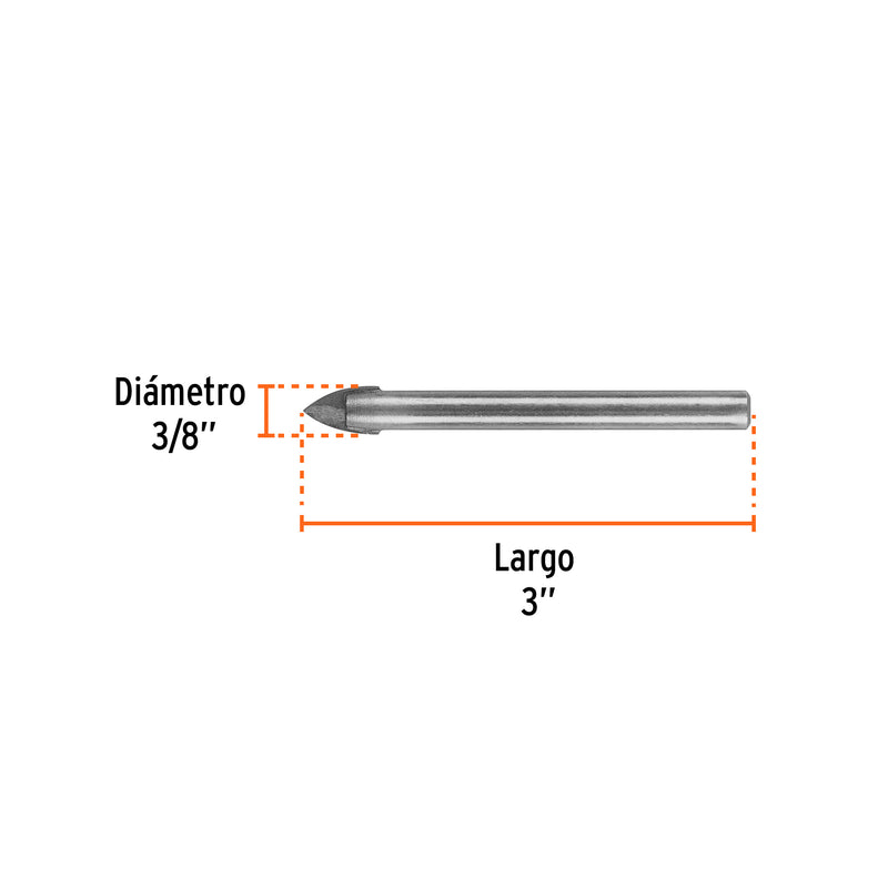 Broca para Vidrio y Azulejo 3/8" Truper