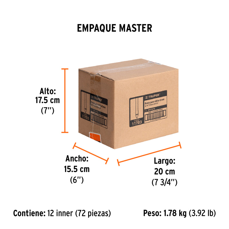 Broca para Vidrio y Azulejo 5/16" Truper