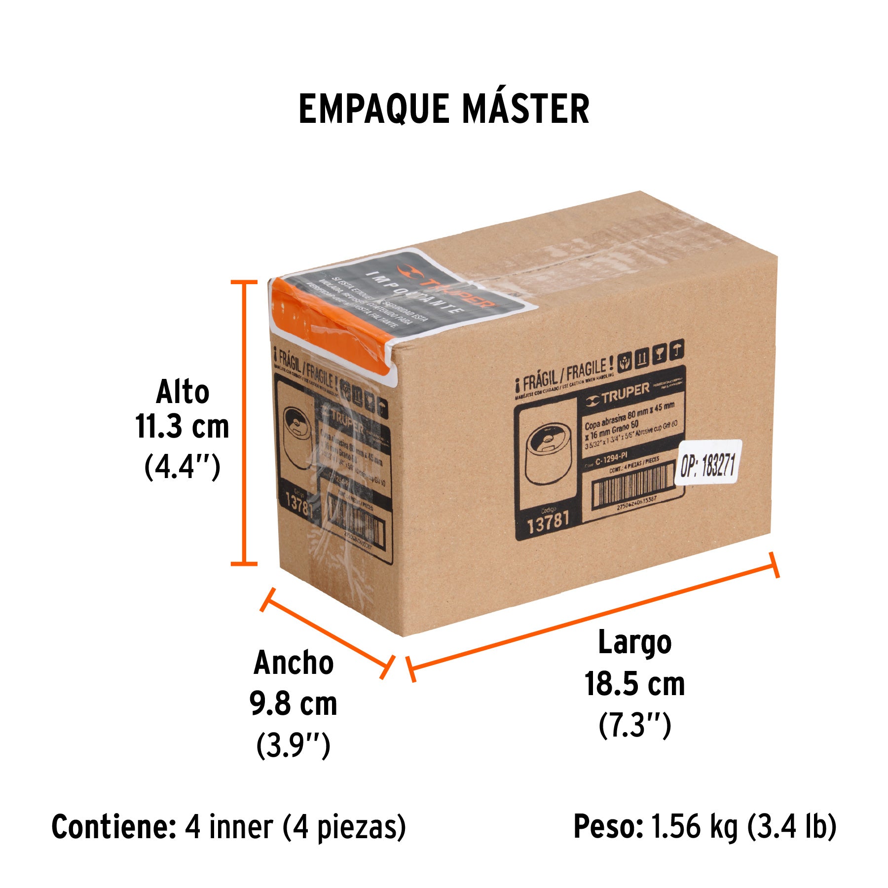 Copa Desbaste de Piedra 3"5/32 Eje 5/8-11 Truper Grano 60