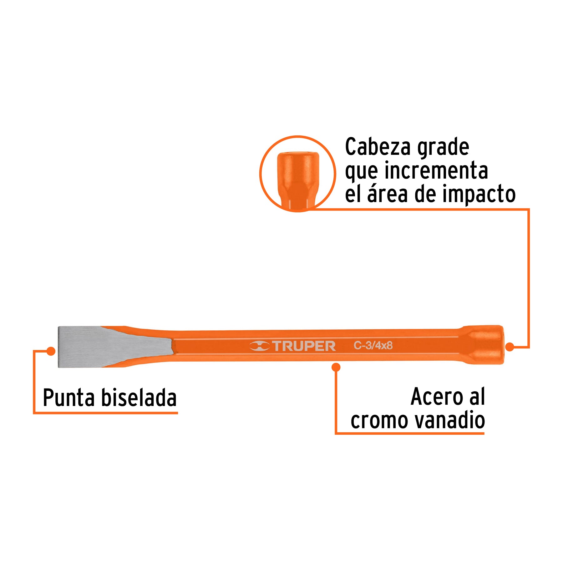 Cincel de Corte Frio Truper  3/4" x  8"