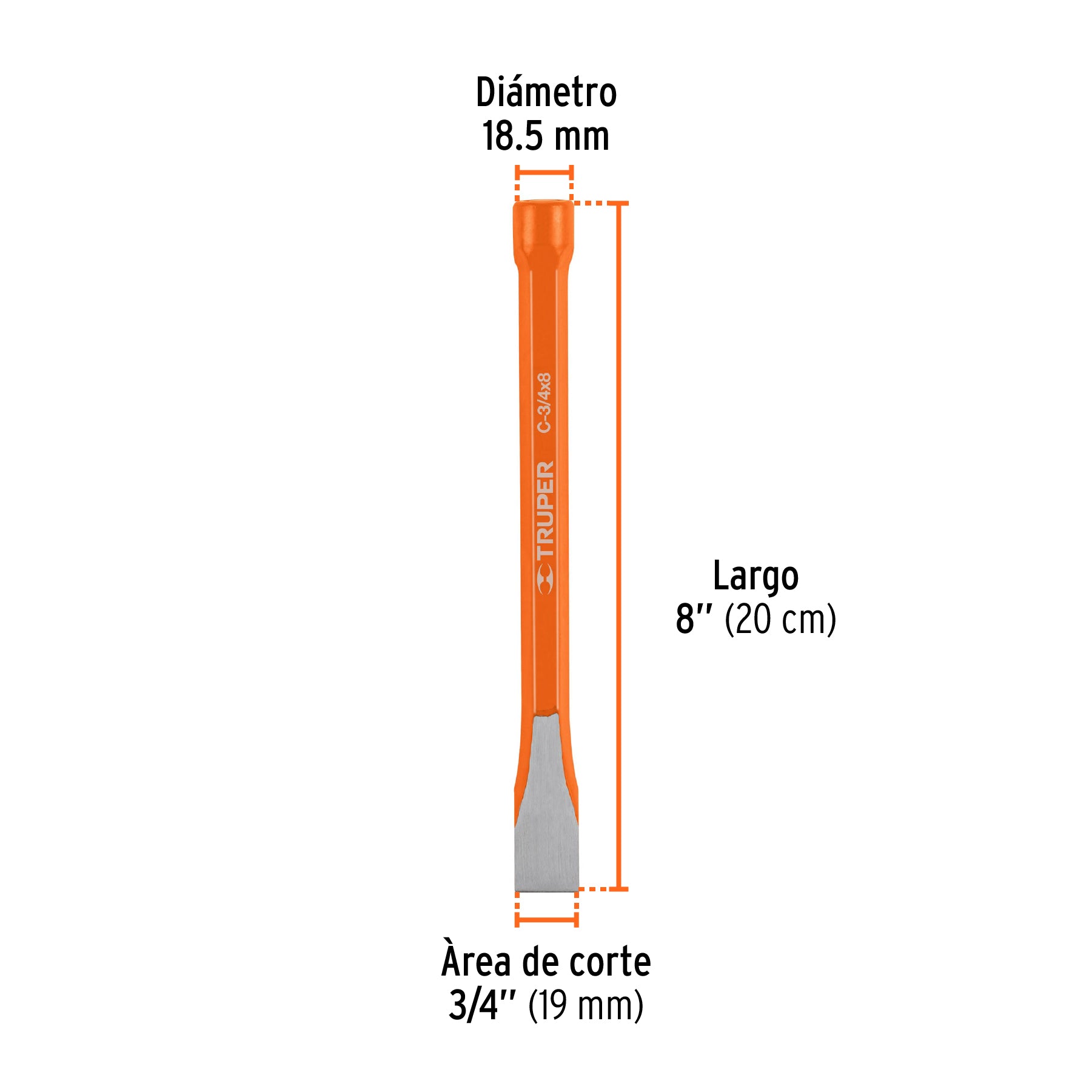 Cincel de Corte Frio Truper  3/4" x  8"