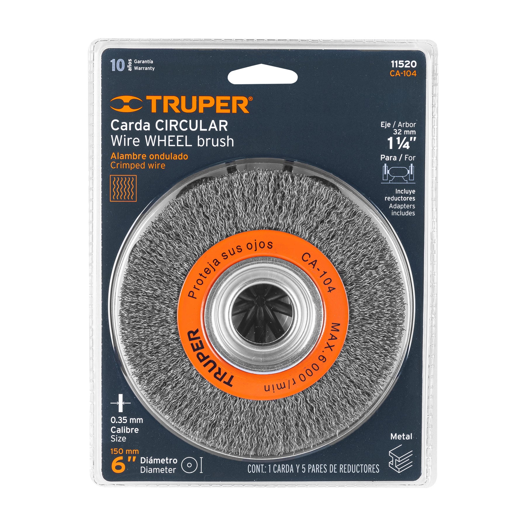 Carda de Alambre Ondulado para Esmeril 6" X 3/4" Truper