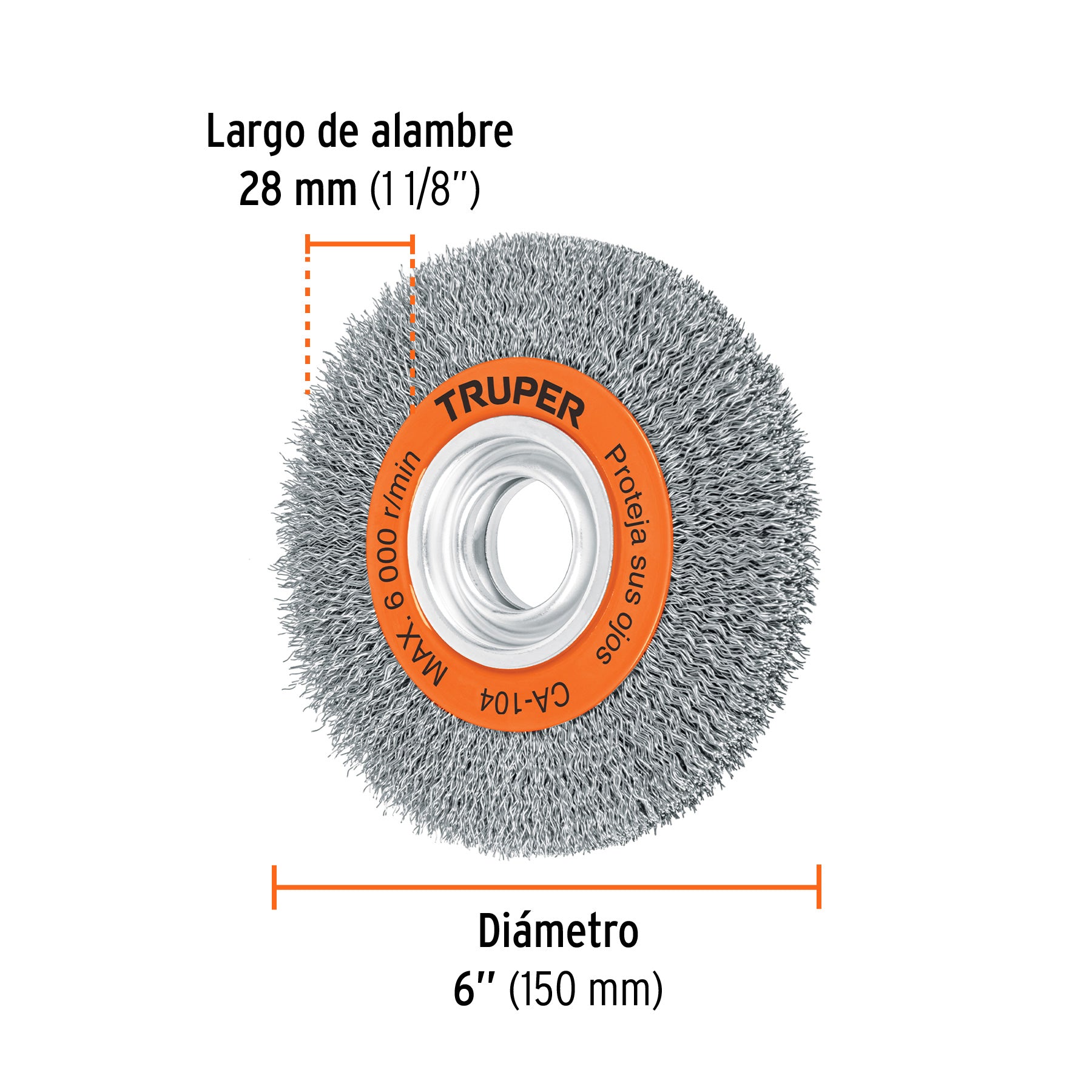 Carda de Alambre Ondulado para Esmeril 6" X 3/4" Truper