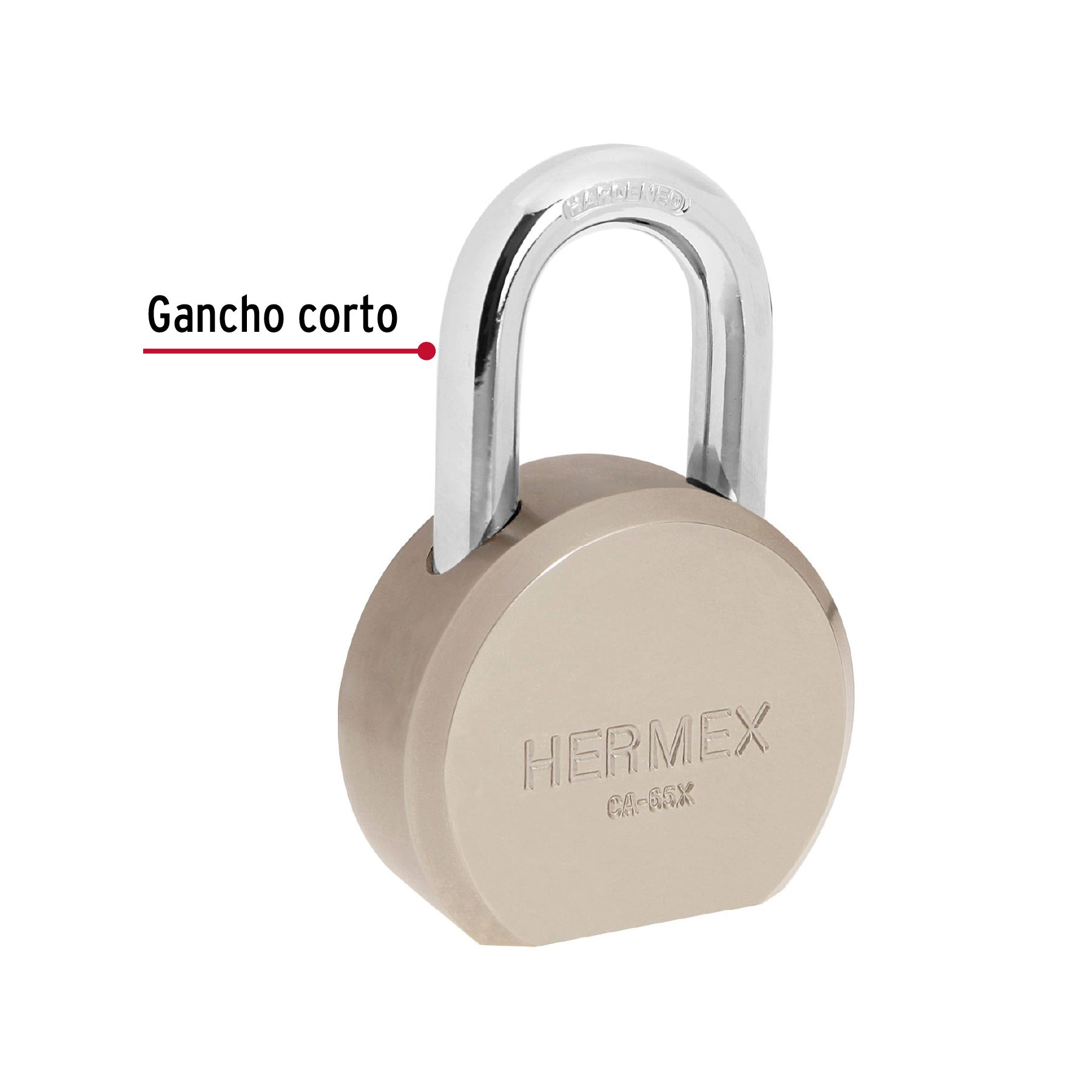 Candado Redondo 65 mm Maxima Seguridad Llave Tetra Hermex Gancho Corto