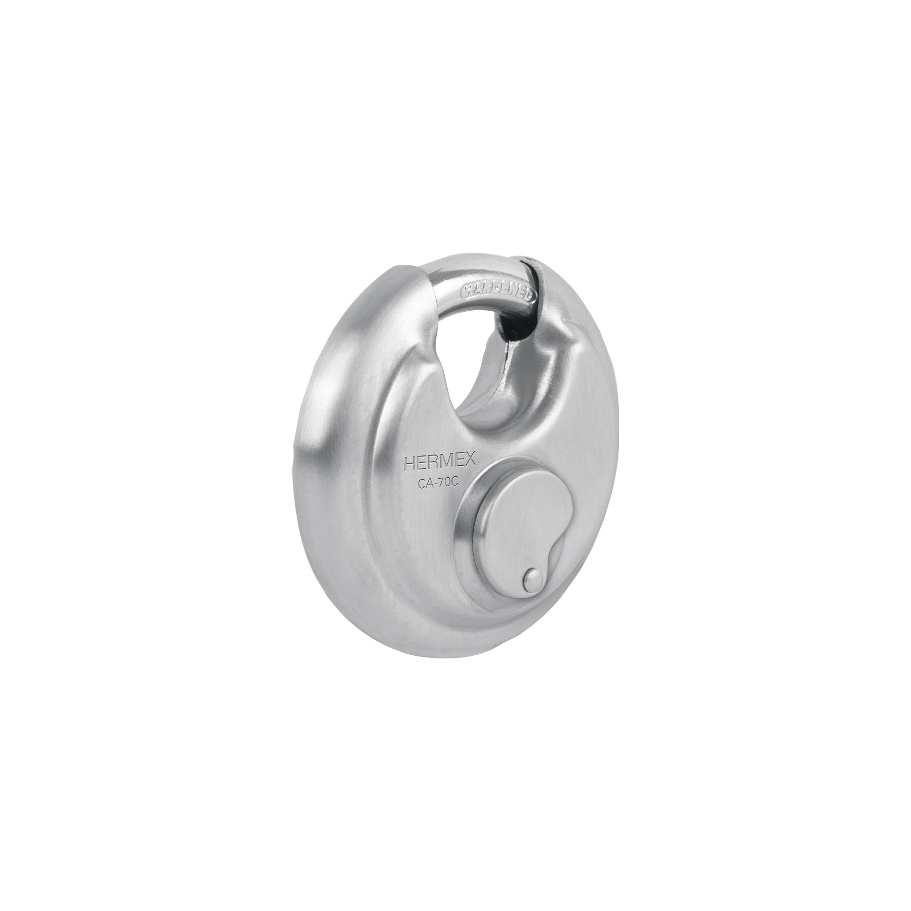 Candado Circular Acero Inoxidable Cilindro Latón 70 mm Hermex