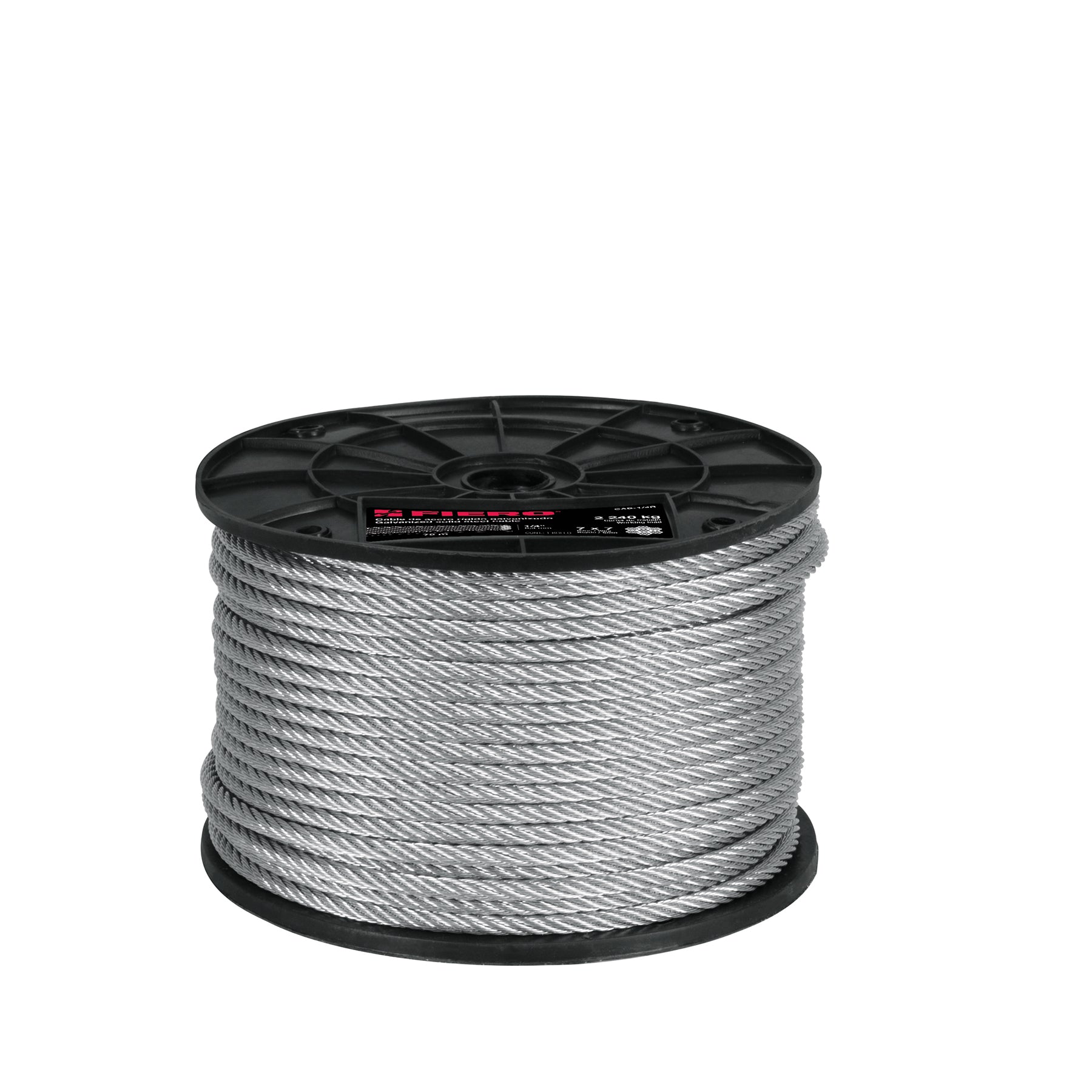 Cable de Acero 7x7 Hilos Fiero 1/4" Carrete 75 Metros