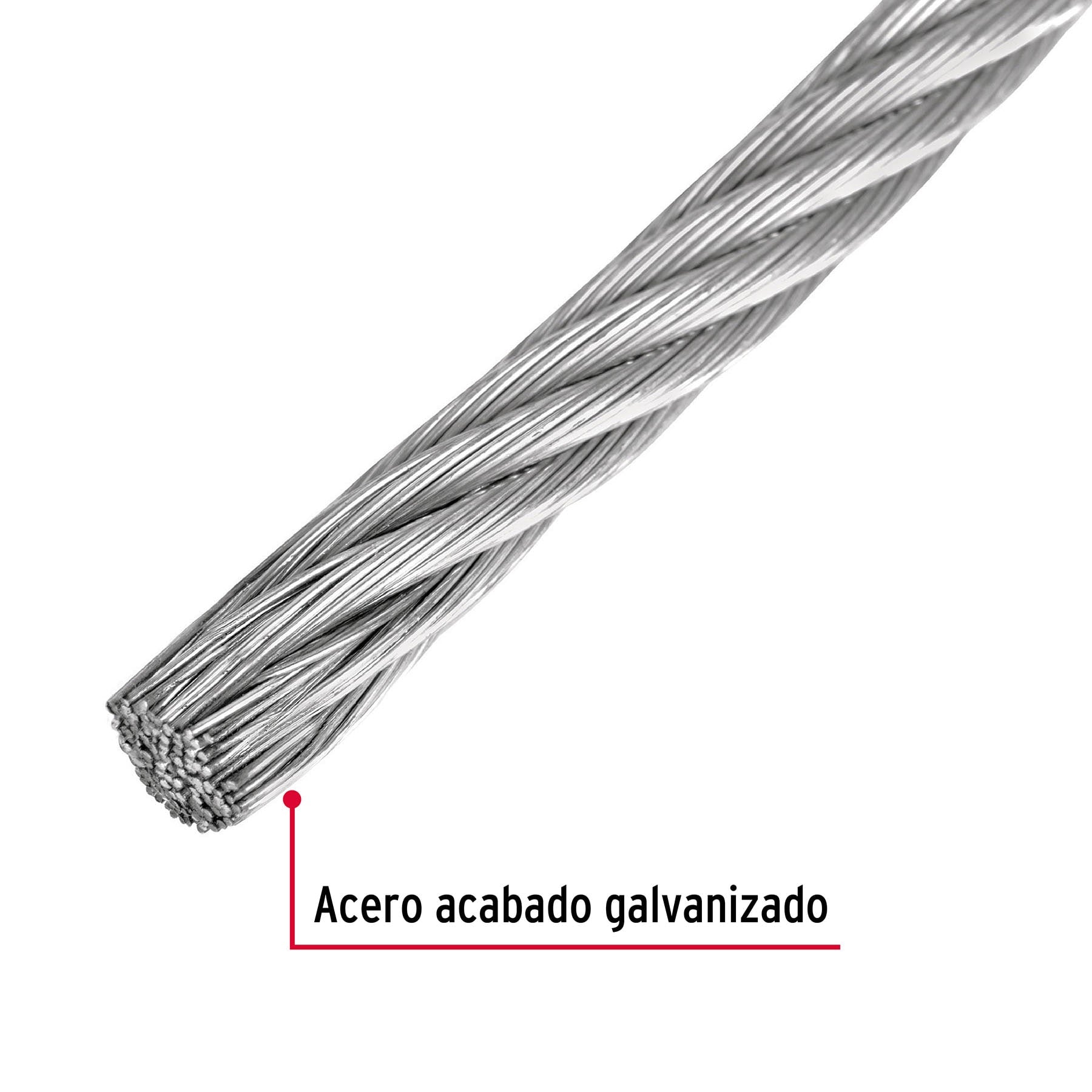 Cable de Acero 7x7 Hilos Fiero 1/4" Carrete 75 Metros