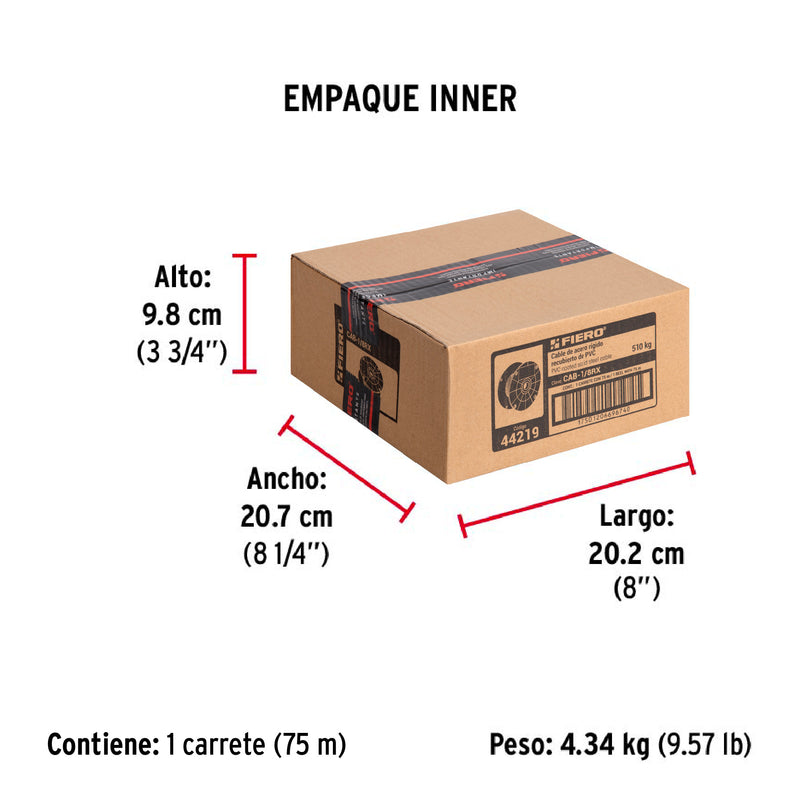 Cable de Acero Recubierto PVC 7x7 Fiero 1/8" Carrete 75 Metros