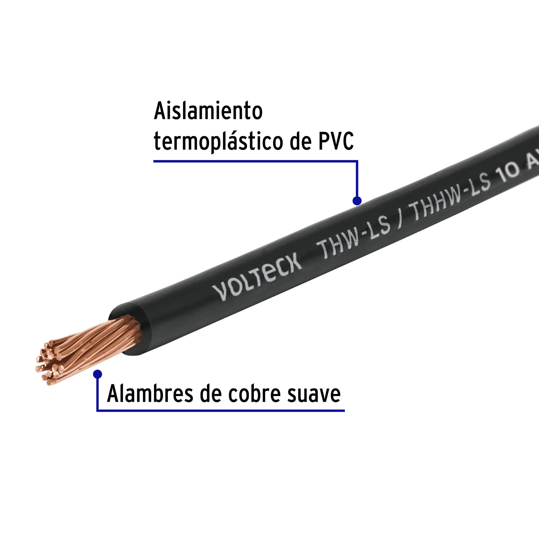 Cable THHW-LS 10 AWG Volteck Negro por Metro