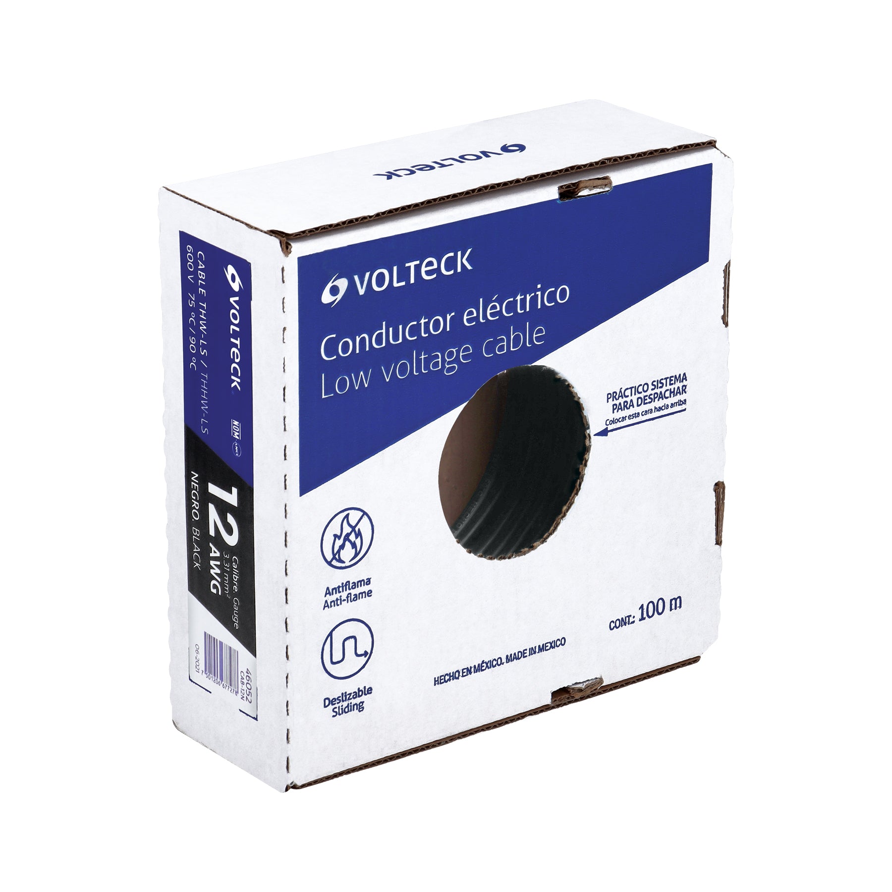 Cable THHW-LS 12 AWG Volteck Negro por Metro