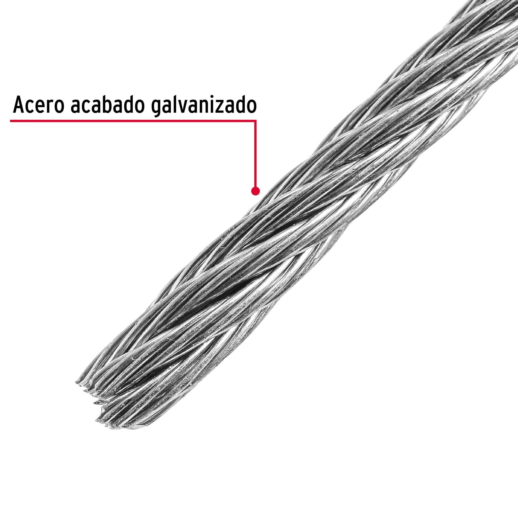 Cable de Acero 7x7 Hilos Fiero 3/16" Carrete 75 Metros