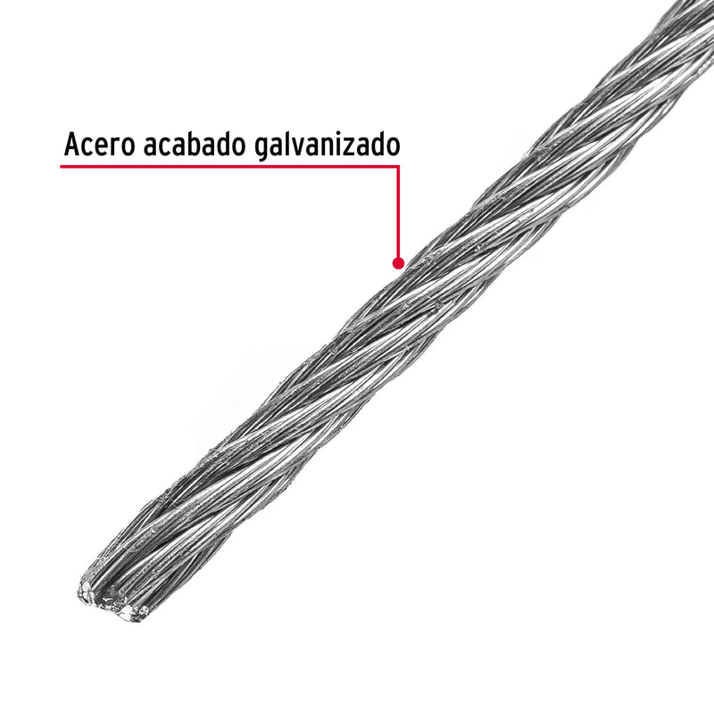 Cable de Acero 7x7 Hilos Fiero 3/32" por Metro