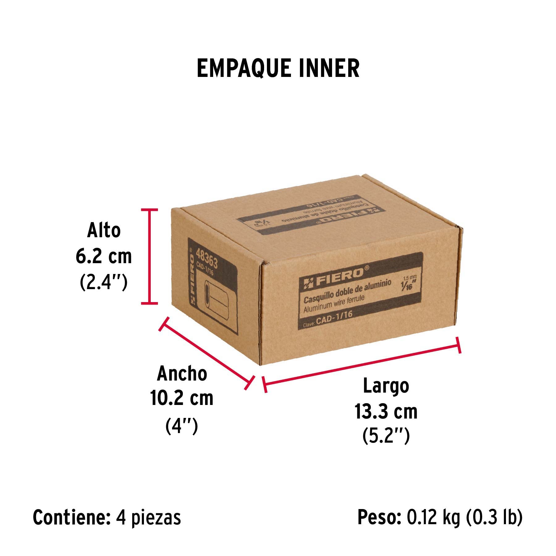 Casquillos Dobles de Aluminio para Cable de Acero Fiero 1/16" (1.5 mm) Bolsa 50 Piezas