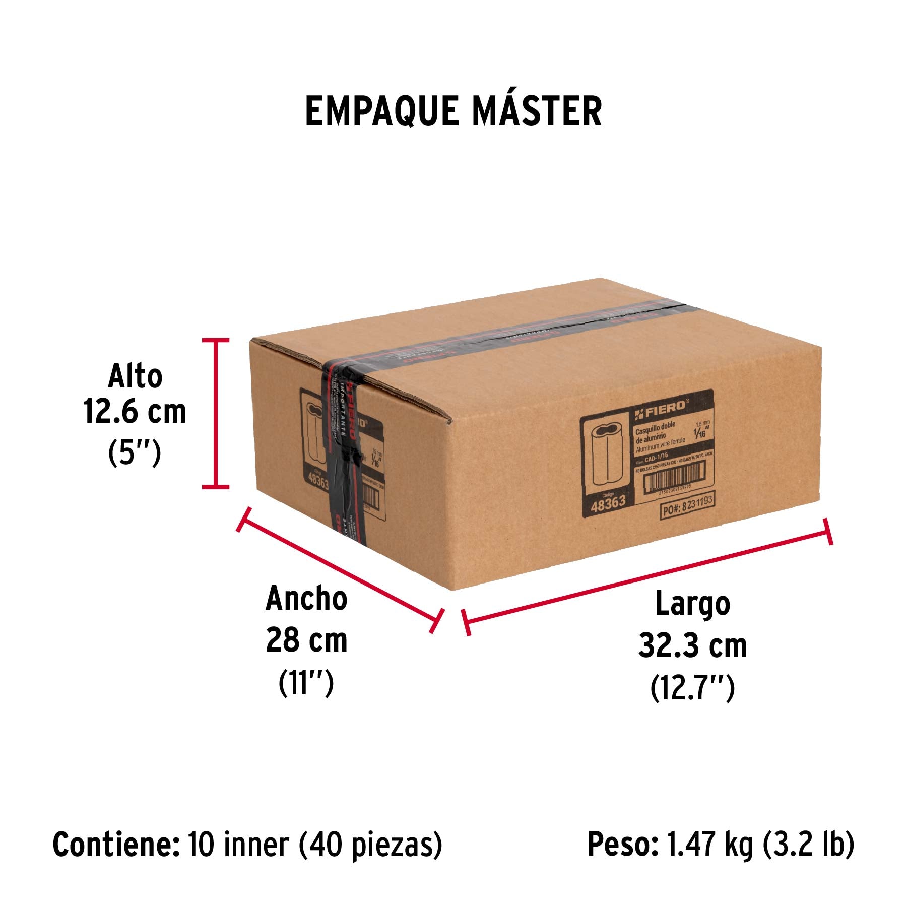 Casquillos Dobles de Aluminio para Cable de Acero Fiero 1/16" (1.5 mm) Bolsa 50 Piezas