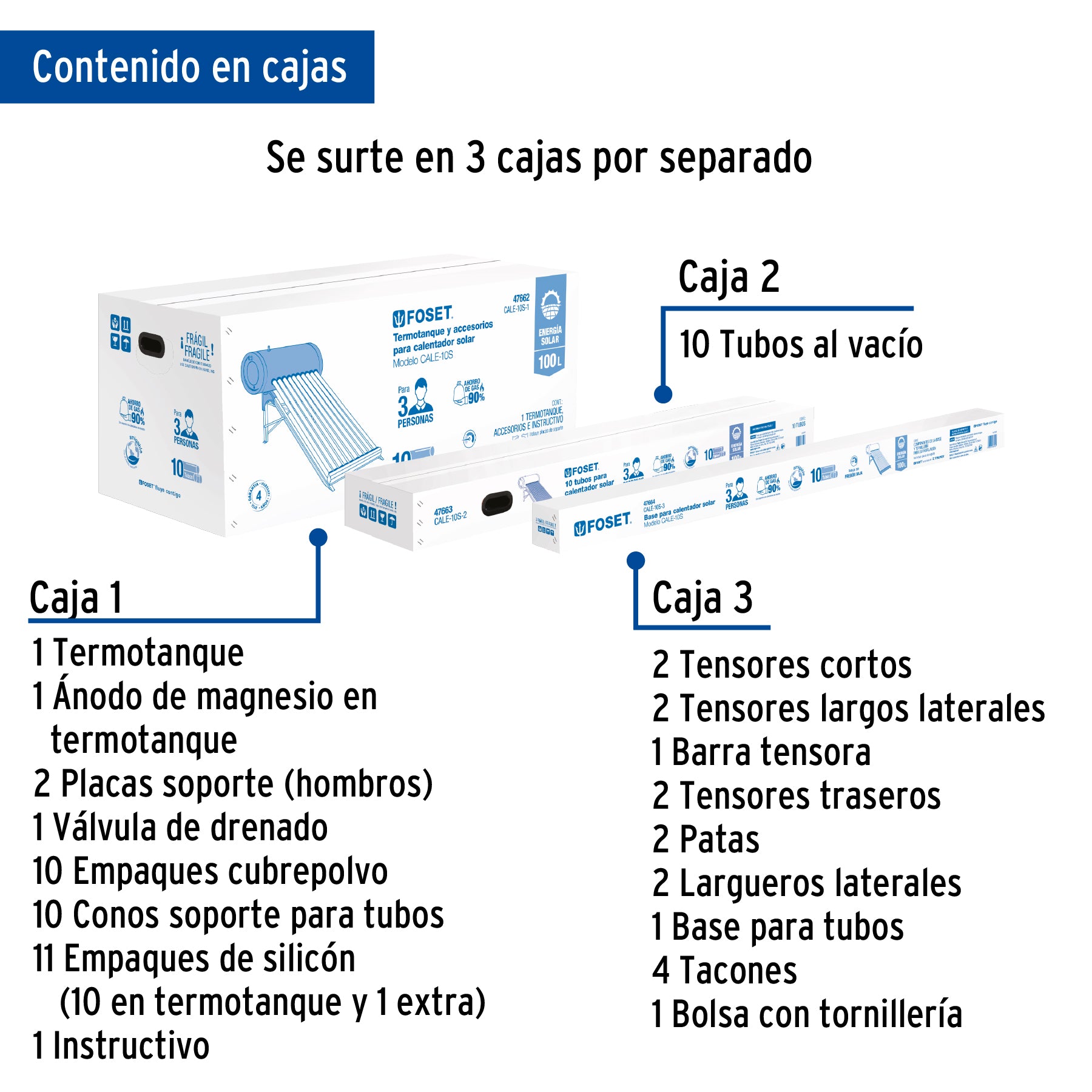 Calentador Solar de Agua de Baja Presion 10 Tubos 130 Litros Foset