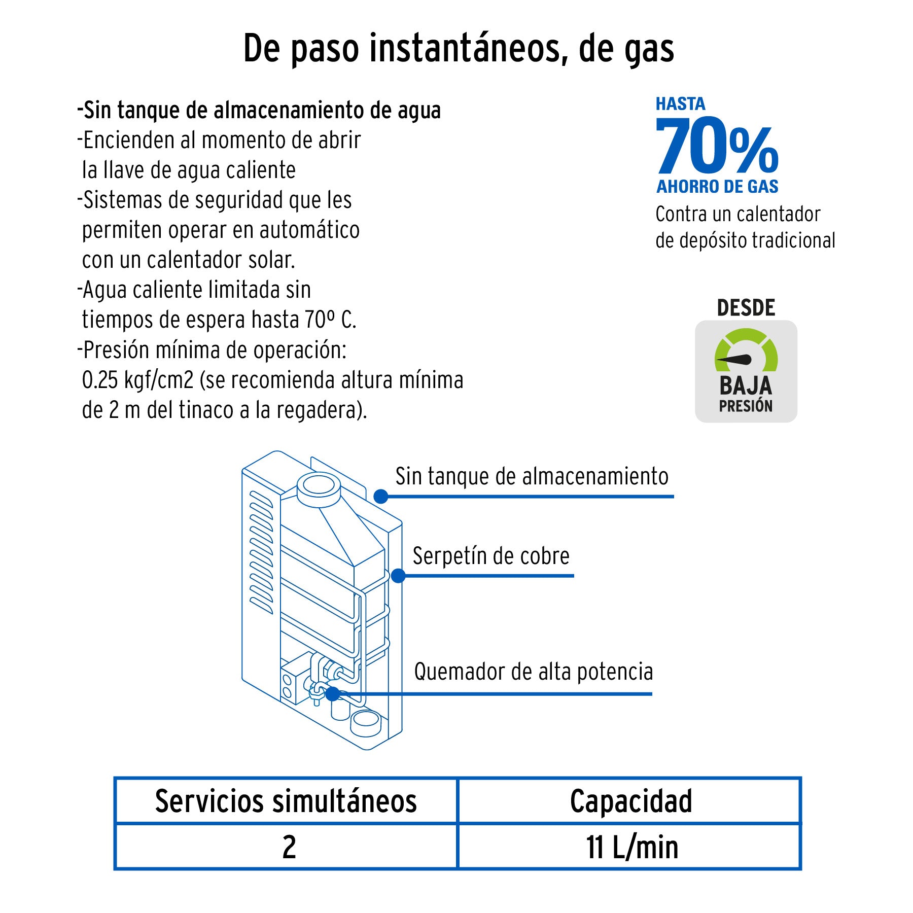 Calentador Instantaneo 11 Litros 2 Servicios Foset Gas Natural