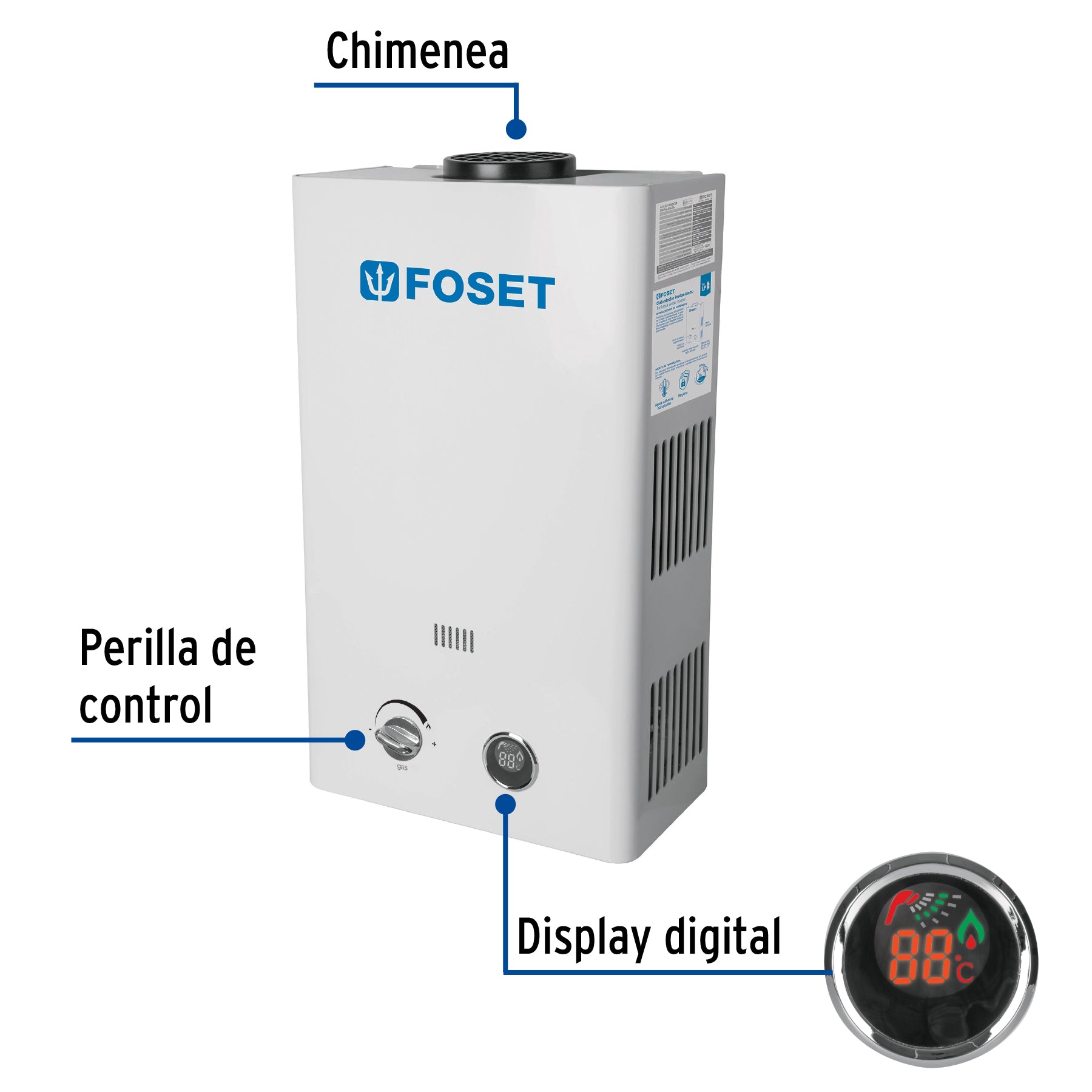 Calentador Instantaneo 11 Litros 2 Servicios Foset Gas LP