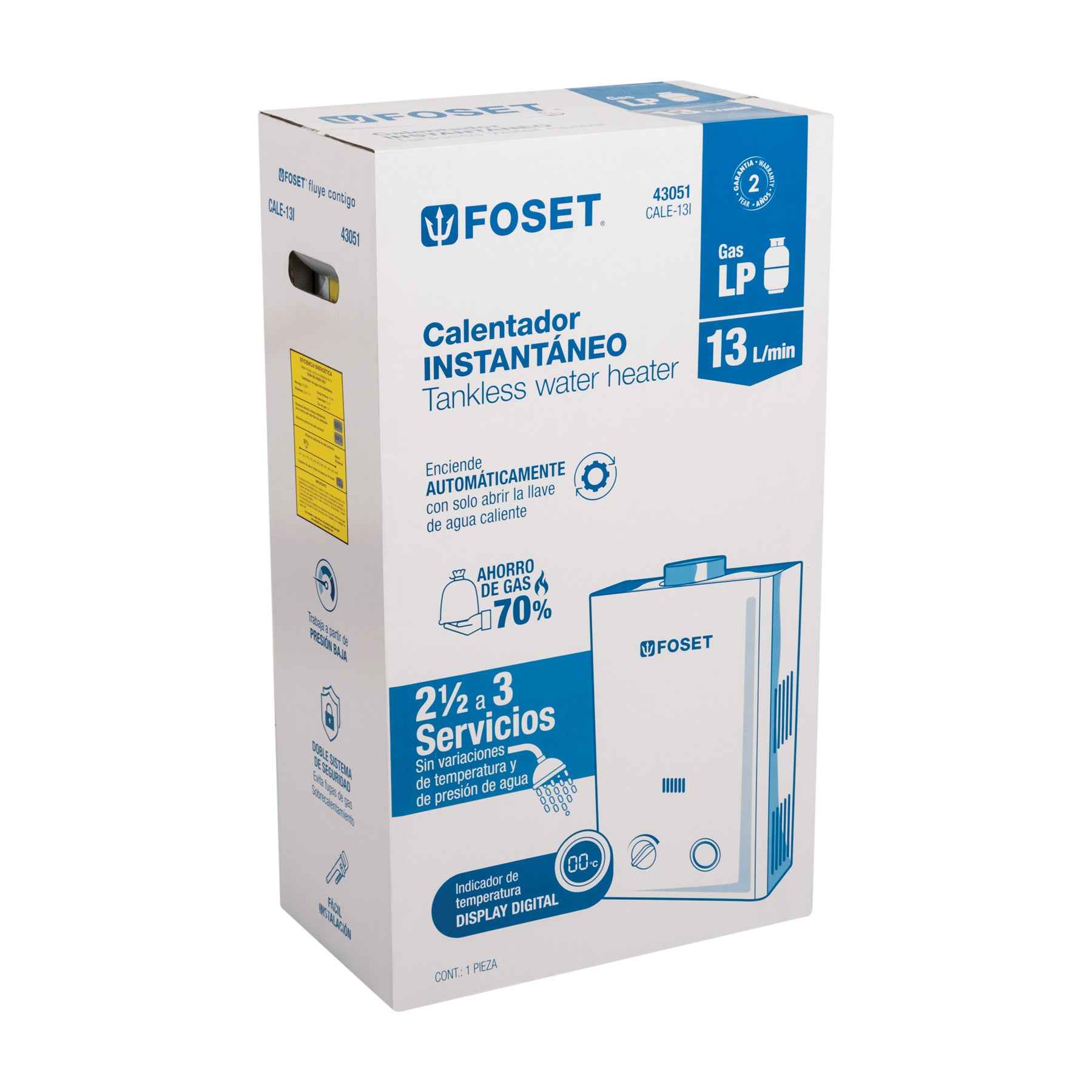 Calentador Instantaneo 13 Litros 3 Servicios Foset Gas LP