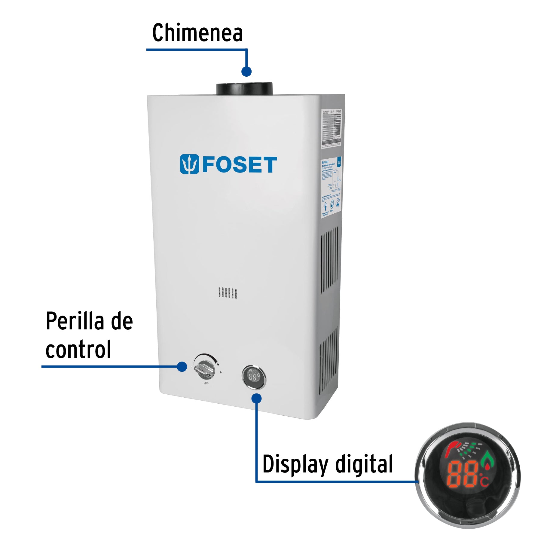 Calentador Instantaneo 13 Litros 3 Servicios Foset Gas LP
