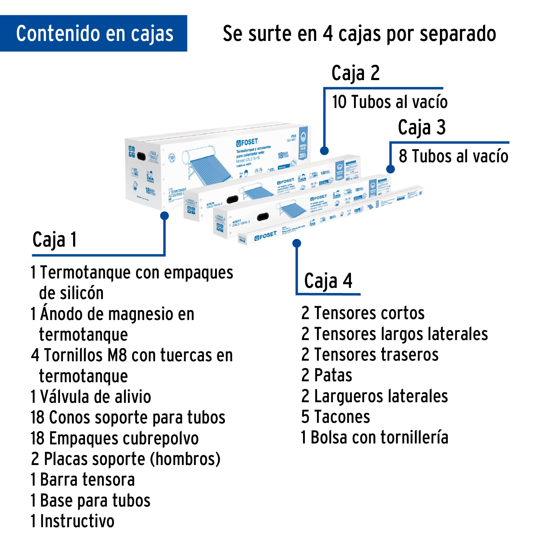 Calentador Solar de Agua de Alta Presion 18 Tubos 200 Litros Foset