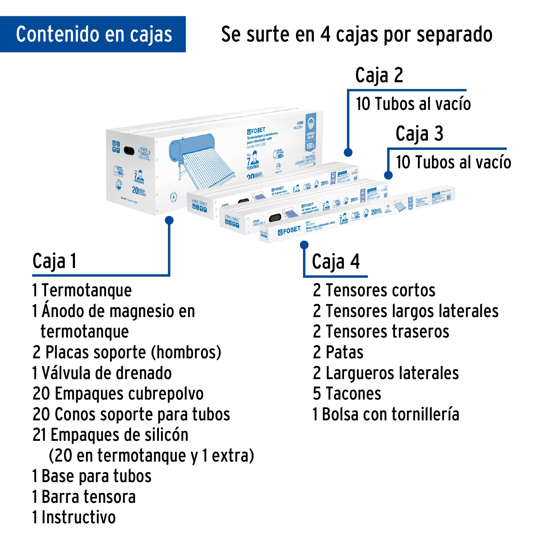 Calentador Solar de Agua de Baja Presion 20 Tubos 240 Litros Foset