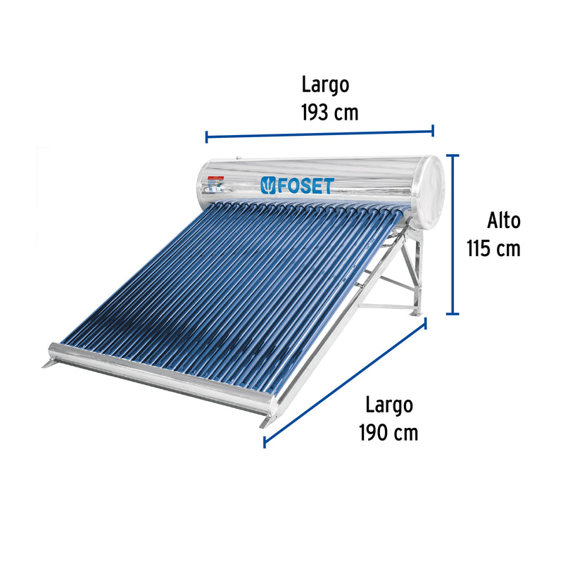 Calentador Solar de Agua de Baja Presion 20 Tubos 240 Litros Foset