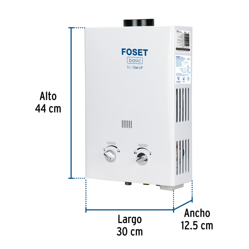 Calentador Instantaneo  5 Litros 1 Servicio Foset Basic Gas LP