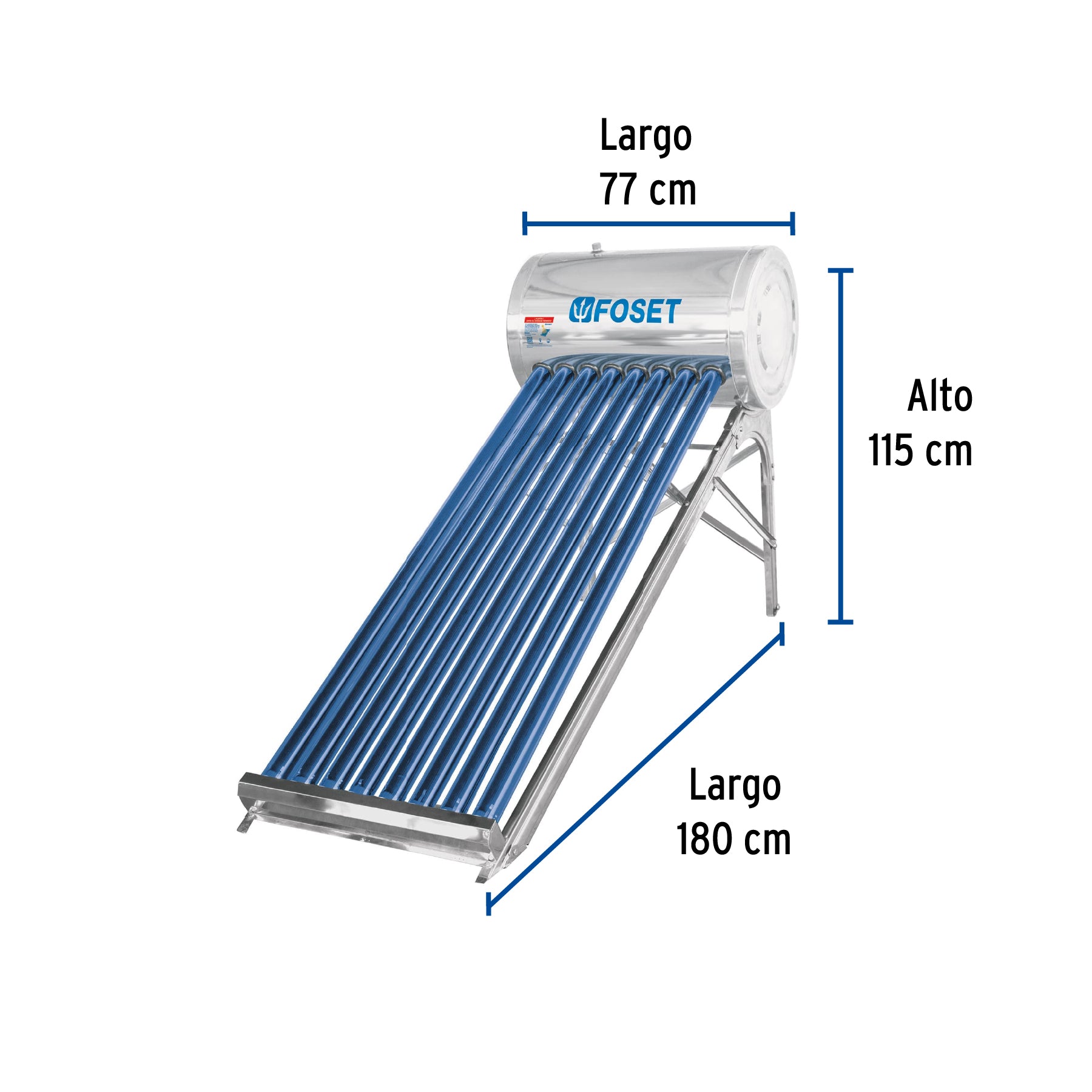 Calentador Solar de Agua de Baja Presion  8 Tubos 94 Litros Foset