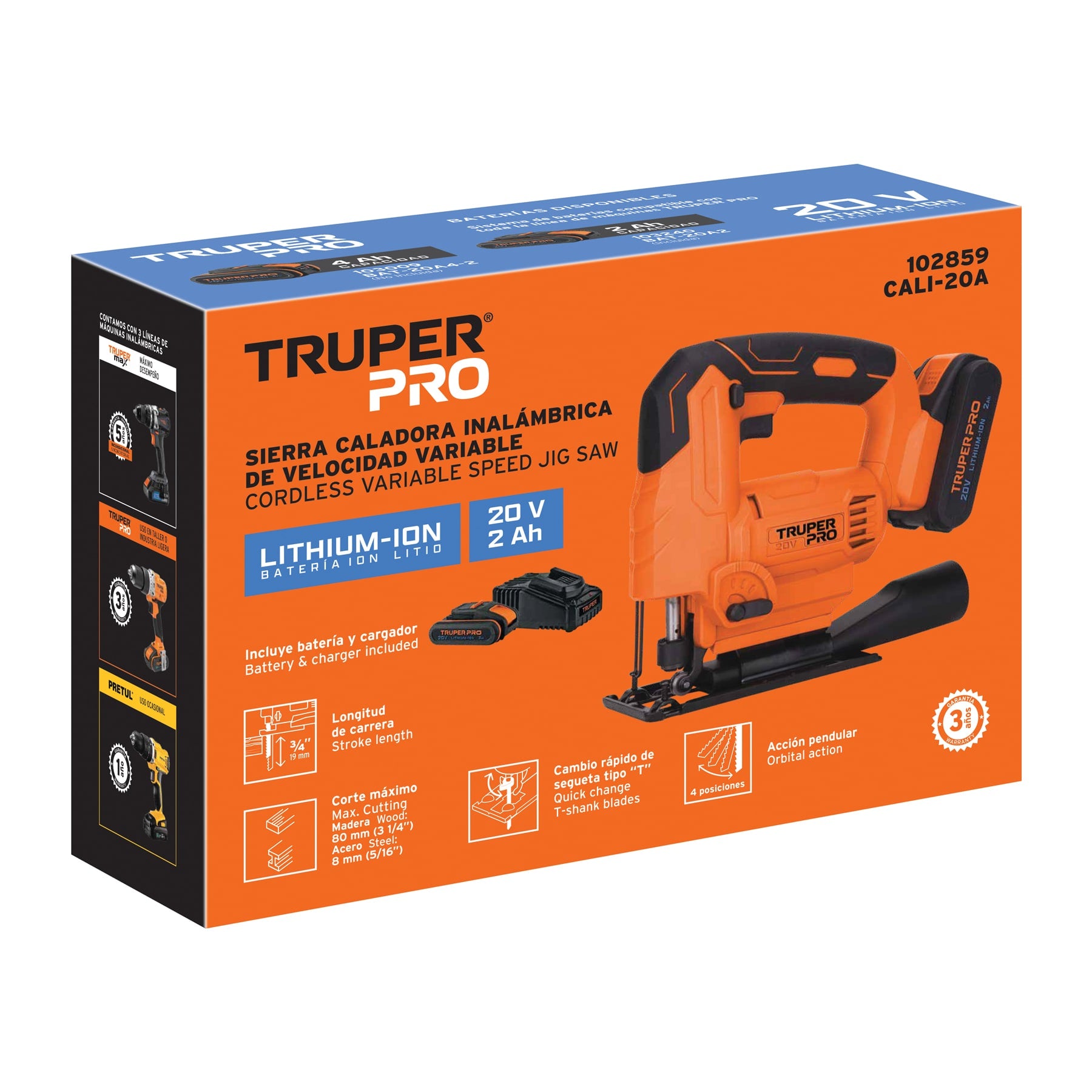 Sierra Caladora Inalambrica 20 Volts TRUPER PRO