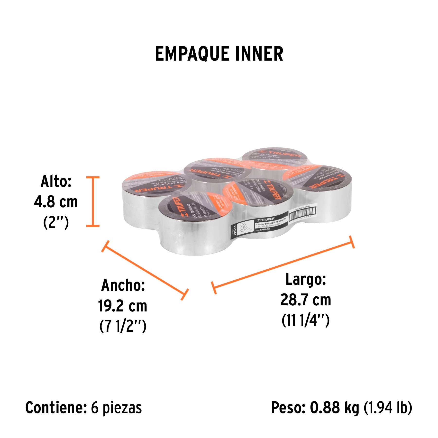 Cinta de Aluminio Largo 48 mm x 10 mts Truper