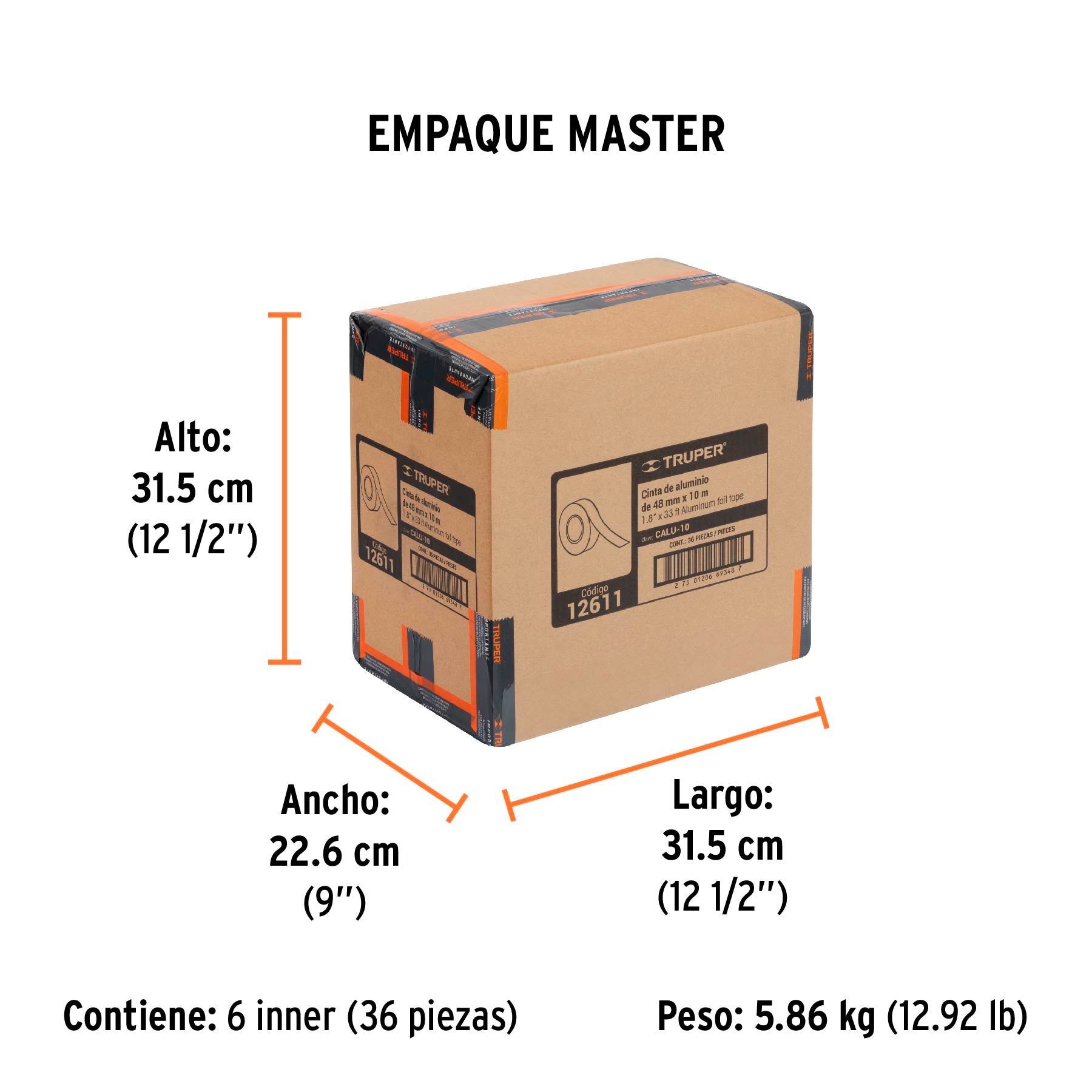 Cinta de Aluminio Largo 48 mm x 10 mts Truper