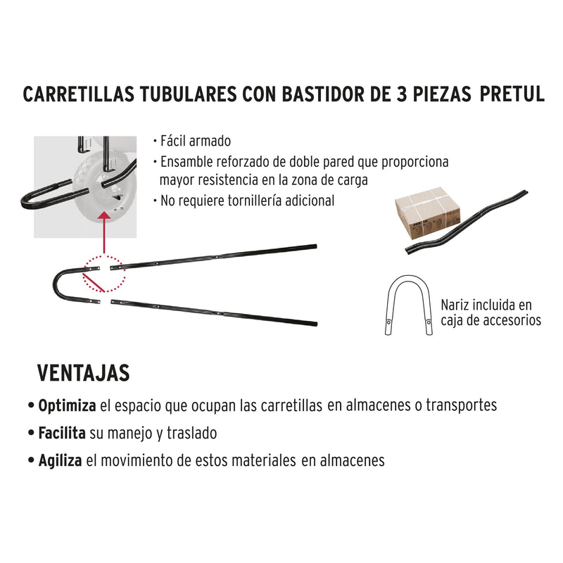 Carretilla  65 Litros Roja Pretul Llanta Reforzada