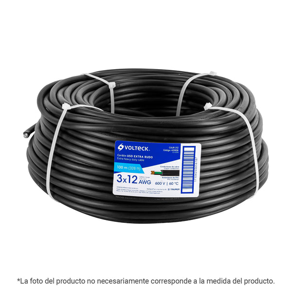 Cable Uso Extra Rudo 3 X 10 AWG Volteck Rollo 100 Metros