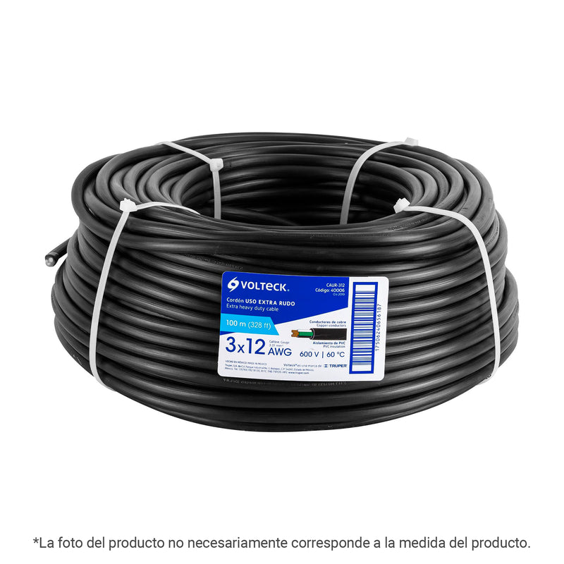 Cable Uso Extra Rudo 3 X 10 AWG Volteck Rollo 100 Metros