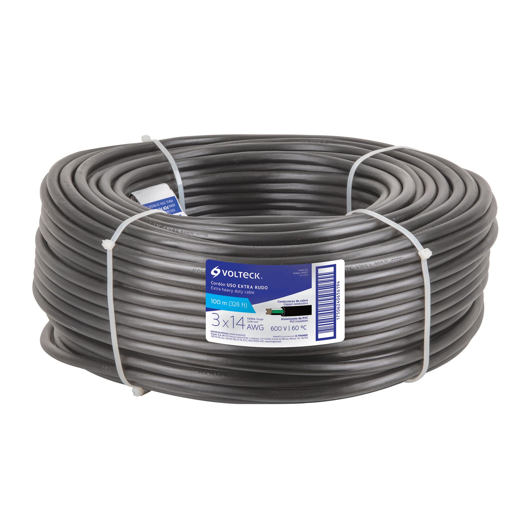 Cable Uso Extra Rudo 3 X 14 AWG Volteck Rollo 100 Metros