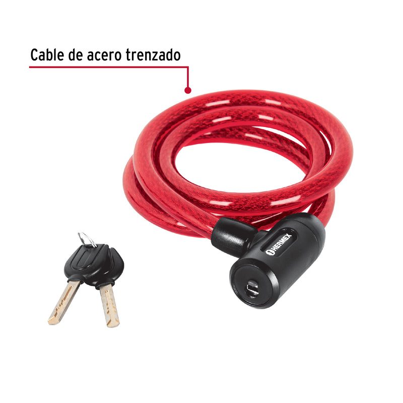 Candado de Cable con Llave 120 cms Hermex