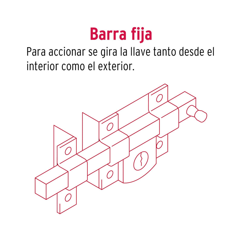 Cerradura de Barra Fija Llave Tetra Hermex Derecha