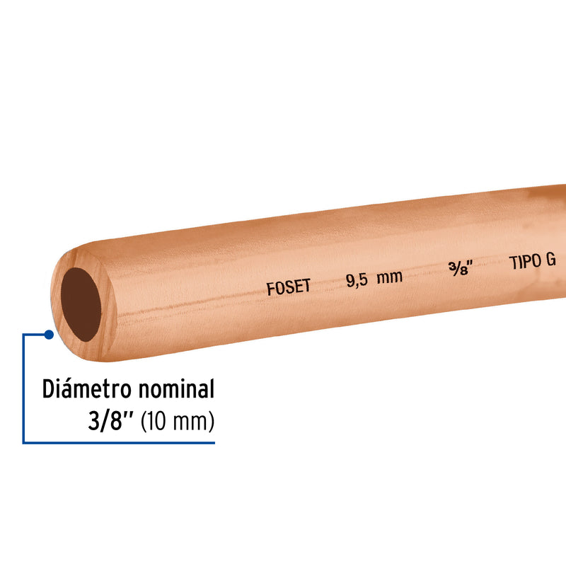 Rollo de 15 mts de Tubo de Cobre Flexible 3/8" Copperflow