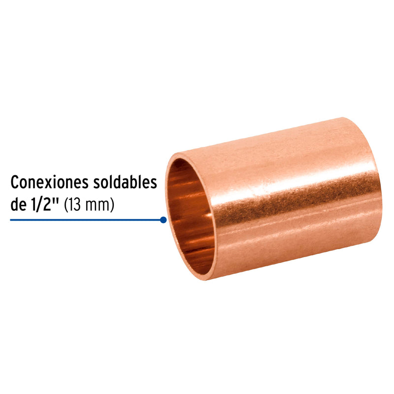 Cople Cobre sin Ranura Reforzado 1/2" (13 mm) Copperflow