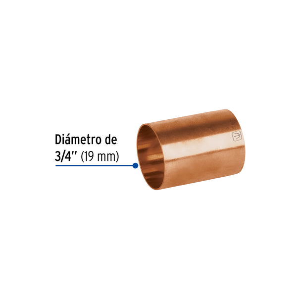 Cople Cobre sin Ranura Basic 3/4" (19 mm) Copperflow